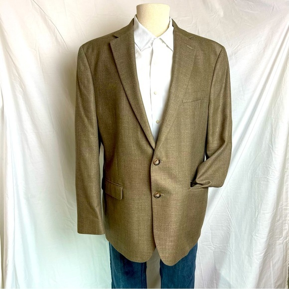 Chaps Birds Eye Woven Pattern 2Button Closure Vented Poly‎ Rayon  Linen Sz.44R - Picture 1 of 12